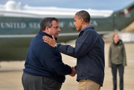 Gov. Christie (R-NJ) and Pres. Obama (D)