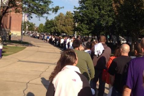 Fans lined up to return Ray Rice jerseys Credit: NY Daily News