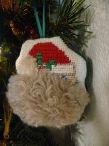 Santa needlepoint ornament