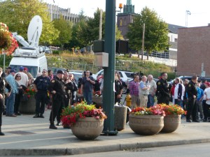 Trump supporters waiting to enter the rally.