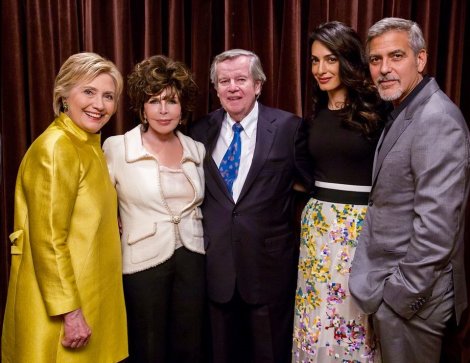 Hillary Clinton, Carole Bayer Sager, Bob Daly, Amal and George Clooney